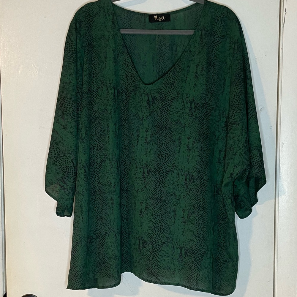 Green Snake Print Blouse